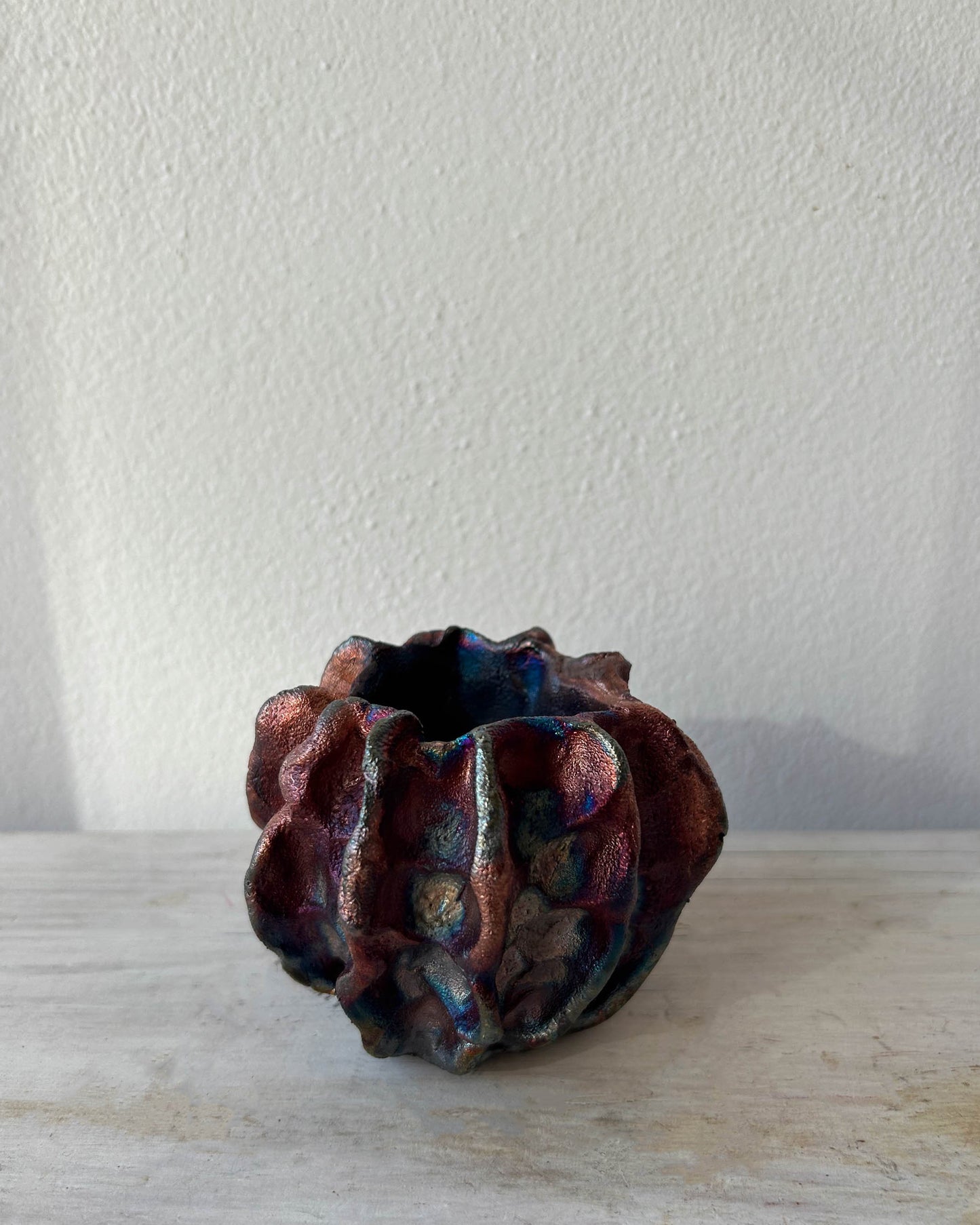 Raku-fired Urchin Vase