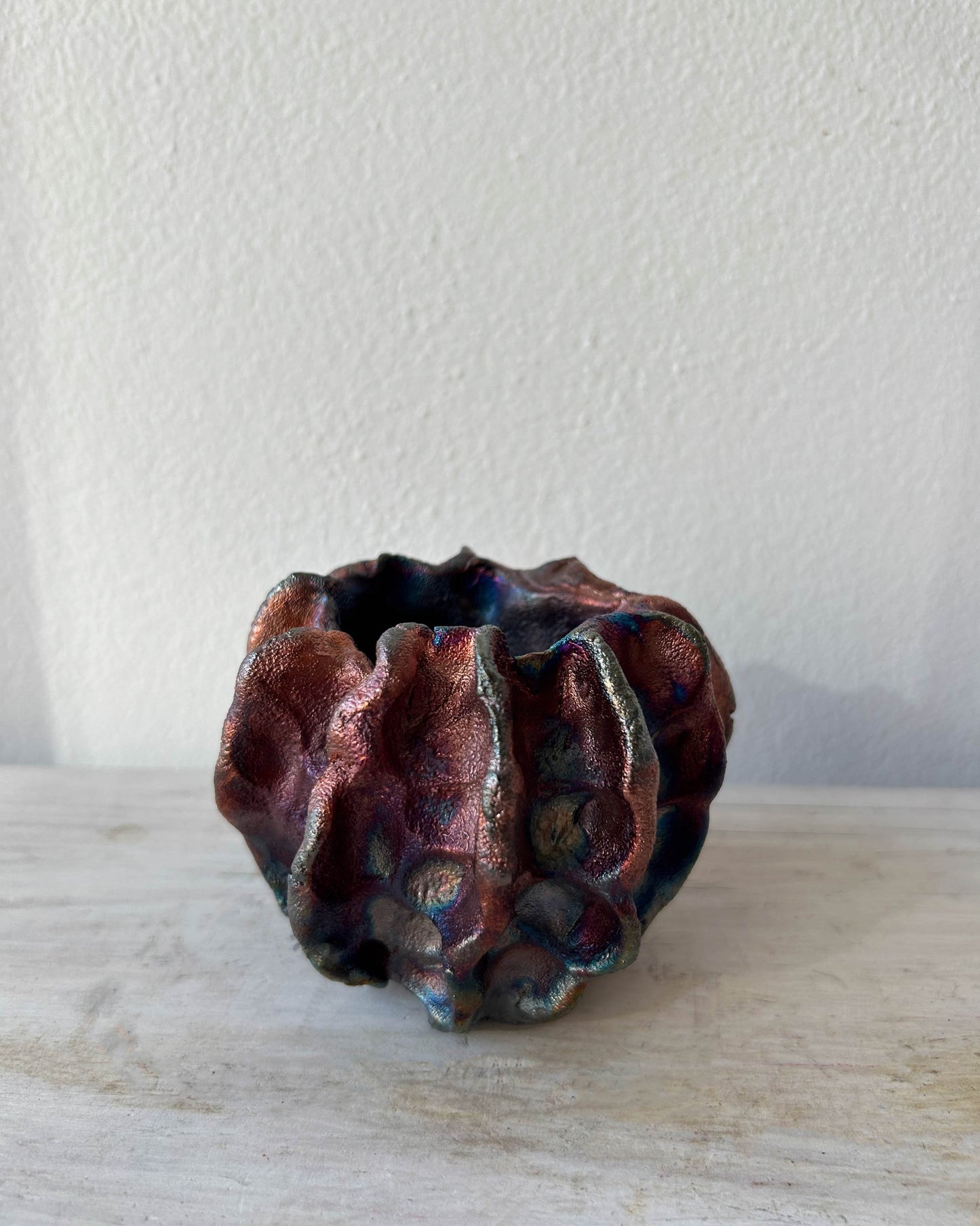 Raku-fired Urchin Vase