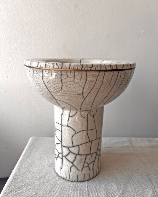 Raku-Fired Whole Bowl, Tall, Kintsugi-Repaired