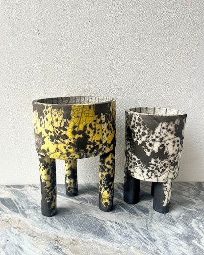 Raku-Fired Tripod, Yellow Dalmation
